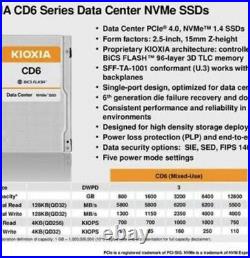 12.8TB SSD KIOXIA KCD6 U2 PCIE4.0 KCD6XVUL12T8 GPK1 Solid State Drive NVME