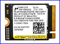 2TB Micron 2400 M. 2 2230 NVMe PCIe SSD Gen 4.0x4 MTFDKBK2T0QFM Steam Deck Surfac
