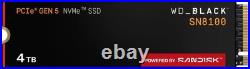 4TB WD BLACKT SN8100 PCIe 5.0x4 NVMeT M. 2 SSD WDS400T1X0M-00CMT0