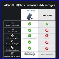 80Gbps M. 2 NVMe SSD Enclosure, with Cooling Fan, Compatible with Thunderb
