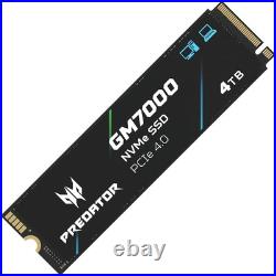 Acer Predator GM7000 4TB NVMe Gen4 Gaming SSD, M. 2 2280, Up to 7400MB/s PS5 MAC Acer Predator GM7000 4TB NVMe Gen4 Gaming SSD, M. 2 2280, Up to 7400MB/s PS5 MAC