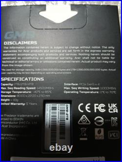 Acer Predator GM9 2TB PCIe 5.0 NVMe M. 2 SSD 14500MB/s Similar 2 Samsung 9100 Pro
