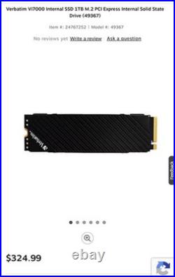 (BEST) Verbatim Vi7000G 1TB PCIe NVMe M. 2 2280 Internal SSD Heatsink PS5/PC