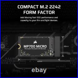 CORSAIR MP700 Micro 2TB PCIe 5.0 NVMe M. 2 2242 SSD-Up to 10,000 MB/s-Brand New