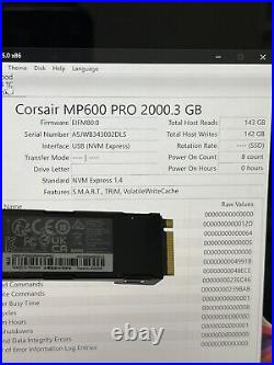 Corsair MP600 Pro M. 2 2280 2TB PCIe Gen 4.0 x4, NVMe 1.4 3D SSD 100% good health