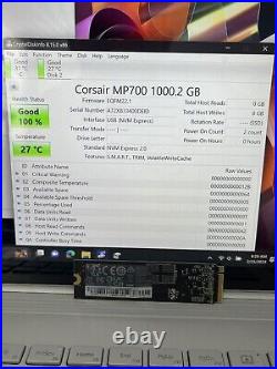 Corsair MP700 1TB PCIe Gen 5 x4 NVMe M. 2 SSD Memory 0 WRITE 100% good health