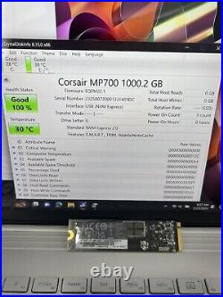 Corsair MP700 1TB PCIe Gen 5 x4 NVMe M. 2 SSD Memory 0 WRITE 100% good health
