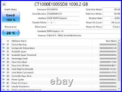 Crucial E100 1TB PCIe 4.0 Gen4 2280 NVMe M. 2 2280 Internal SSD CT1000E100SSD8