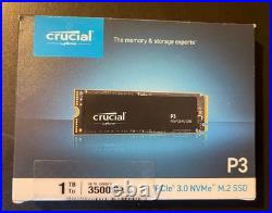 Crucial P3 1TB NVMe SSD PCIe Gen3 High Speed Storage Up to 3500MBs Read