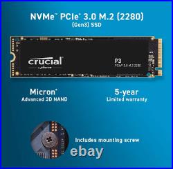 Crucial P3 Plus 1TB PCIe Gen4x4 3D NAND NVMe M. 2 SSD 500GB 1TB 2TB, up to 5000MB