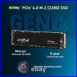 Crucial P3 Plus 500GB 1TB 2TB M. 2 SSD PCIe 4.0 NVMe 3D NAND Solid State Drive