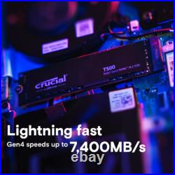 Crucial T500 2TB Gen4 NVMe M. 2 Internal Gaming SSD Up to 7300MB/s CT2000T500SSD8 Crucial T500 2TB Gen4 NVMe M. 2 Internal Gaming SSD Up to 7300MB/s CT2000T500SSD8