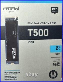 Crucial T500 2TB Gen4 NVMe M. 2 Internal Gaming SSD, Up to 7400MB/s, laptop and d