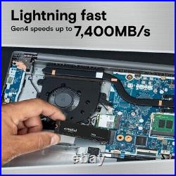 Crucial T500 2TB Gen4 NVMe M. 2 Internal Gaming SSD, Up to 7400MB/s, laptop & des