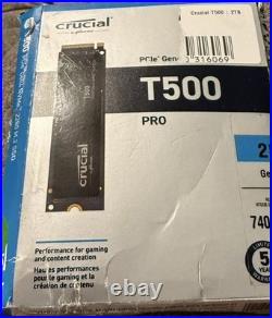 Crucial T500 Pro Gen4 NVMe 2280 M. 2 Gaming Int. SSD Up to 7400MB/S Open Box