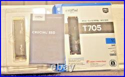 Crucial T705 1TB PCIe Gen5 NVMe M. 2 SSD Up to 13,600 MB/s Game Ready