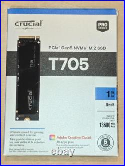 Crucial T705 1TB PCIe Gen5 NVMe M. 2 SSD Up to 13,600 MB/s Game Ready Inter Crucial T705 1TB PCIe Gen5 NVMe M. 2 SSD Up to 13,600 MB/s Game Ready Inter