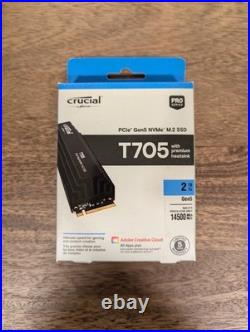 Crucial T705 2TB PCIe Gen5 NVMe M. 2 2280 SSD Premium Heatsink Micron 14500MB/s