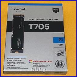 Crucial T705 2TB PCIe Gen5 x4 NVMe 14,500MB/s TLC M. 2 2280 SSD (CT200T705SSD3)