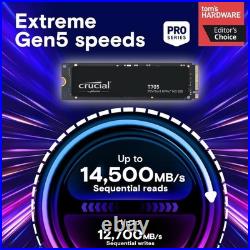 Crucial T705 2TB PCIe Gen5 x4 NVMe 14,500MB/s TLC M. 2 2280 SSD (CT200T705SSD3)