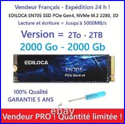 EDILOCA PCIE 4.0 M2 2000GB 4TB Internal Gaming SSD NVME 4.0 2TB PC PS5