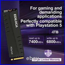 Ediloca 1TB 4TB SSD M. 2 NVMe 7400MB/s Internal Solid State Drive with Heatsink