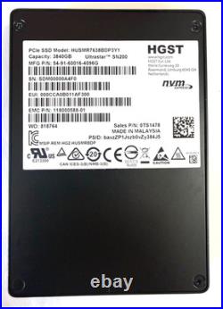 HGST 3.84TB PCIe NVMe SSD HUSMR7638BDP3Y1 2.5 U. 2 Ultrastar SN200 (H3)