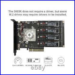 KONYEAD Quad PCIe NVMe M. 2 SSD Adapter Card-PCI with Aluminum Housing Express
