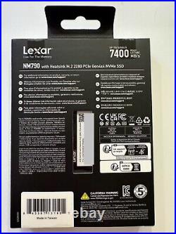 LEXAR 4TB SSD with Heatsink PCIe NM790 Gen 4x4 NVMe M. 2 2280 Internal SSD NEW