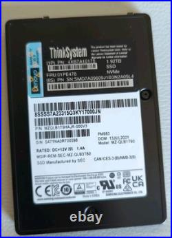 Lenovo ThinkSystem PM983 1.92TB U. 2 NVMe PCIe 2.5 SSD MZQLB1T9HAJR SSS7A23315