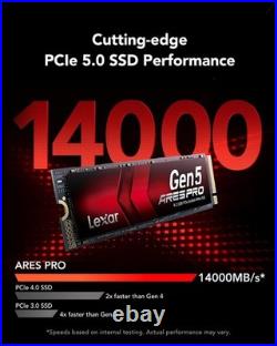 Lexar ARES PRO 2TB Gen 5 SSD PCIe 5.0 x 4 NVMe M. 2 2280 Up to 14,000MB/s & BOX