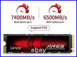 Lexar Internal NVME SSD for PS5 & PC, M. 2 2280 SSD ARES M2 NVMe PCIe 4.0