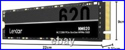Lexar NM620 256GB SSD, M. 2 2280 PCIe Gen3x4 NVMe 1.4 Internal SSD, Up to 3500MB/
