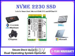 M. 2 NVMe 2230 PCIe3.0 SSD 1TB for Surface Laptop 3 4 Pro X Pro 7+ 8 Steam Deck