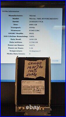 Micron 7400 MAX 6400GB NVMe U. 3 (7mm) Non-SED Enterprise SSD MTFDKCB6T4TFC-1AZ1Z