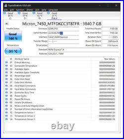 Micron 7450 PRO 3.84TB LP PCIe 4.0 x4 NVMe 2.5'' 7mm U. 3 SSD MTFDKCB3T8TFR