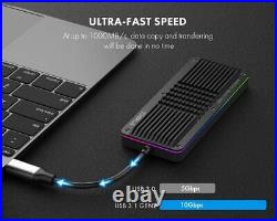NEW 1TB Rugged Ultra Portable USB-C PCIe NVMe SSD Solid State Drive with RGB LIGHT