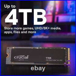 NEW Crucial T705 2TB PCIe Gen5 NVMe 14,500MB/s M. 2 2280 CT2000T705SSD3 SSD Drive