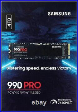 NEW SAMSUNG SSD 990 PRO 4TB PCIe 4.0 M. 2 2280 Read Up-to 7,450MB/s MZ-V9P4T0B/AM