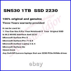 NEW WD SN530 PCIe NVMe SSD 1TB 512gb M. 2 2230 For Microsoft Surface Laptop 3 & 4