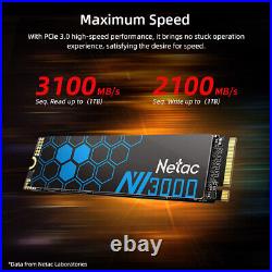 Netac Internal SSD 2TB Solid State Drive M. 2 2280 PCIe Gen 3 x4 NVMe 3100MB/s