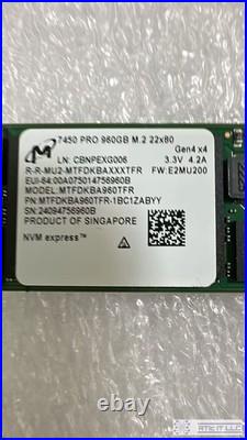 New Pull Micron 7450 PRO 960GB PCIe Gen4 M. 2 22x80 NVMe SSD MTFDKBA960TFR