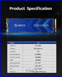 ORICO 2TB M. 2 2280 NVMe SSD Heatsink 3D Internal Solid State Drive 3500MB/s US