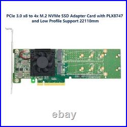 PCIe 3.0 x8 to 4x M. 2 NVMe SSD Adapter Card with PLX8747 and Low Profile Support