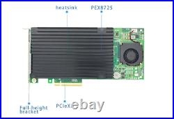 PCIe x8 to 4 Port M. 2 M Key NVMe SSD Adapter with PLX 8725 Support 22110mm