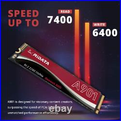 Ridata A901 NVMe 1.4 PCIe Gen 4x4 M. 2 2280 Internal SSD Upto 7400MB/s PS5 Compat