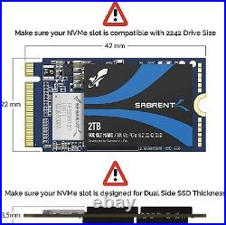 SABRENT 2TB Rocket NANO NVMe PCIe Gen3 x4 M. 2 2242 SSD SB-1342 Solid State Drive