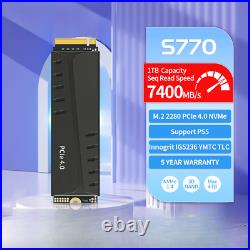 SSD 7400MB/s PCIe 4.0 M. 2 Nvme 500GB 4TB Hard Drive Internal Solid State Drive