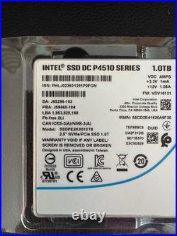SSDPE2KX010T8 Intel DC P4510 1.0TB Pcle NVMe 3.1 U. 2 TLC 2.5 Solid State Drive