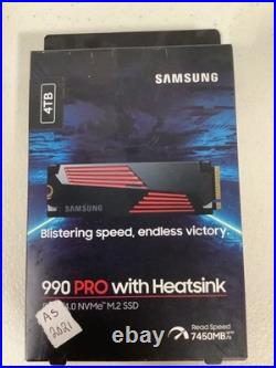 Samsung 990 PRO Heatsink 4TB NVMe M. 2 SSD PCIe 4.0 Up to 7450MB/s For PC & PS5